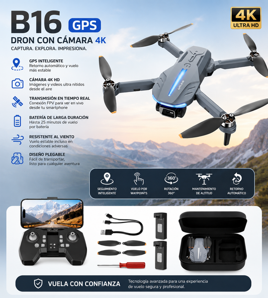 DRON B16 GPS CON CÁMARA 4K
